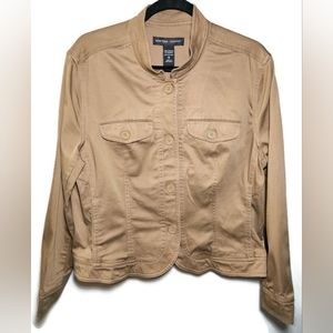 Vintage New York And Company Stretch Khaki Brown Jacket Women's Size 18 EUC